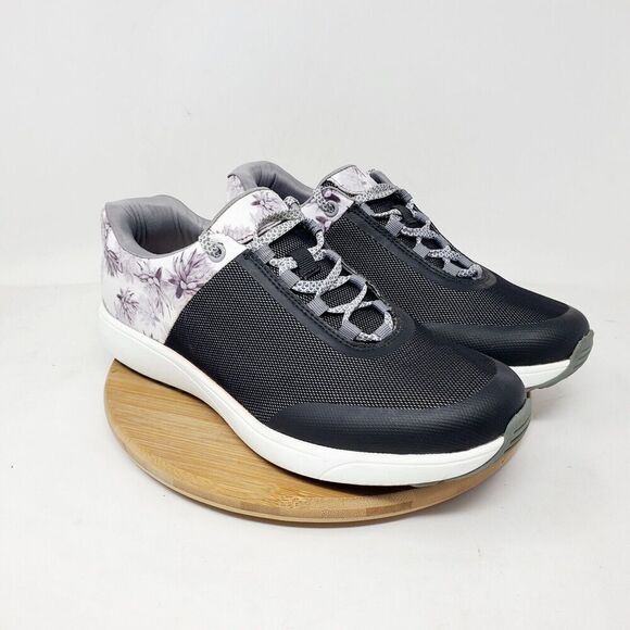Alegria Shoes Womens 39 Traq Jaunt Rhodie Grey Black White Flower Sneaker - Picture 6 of 15